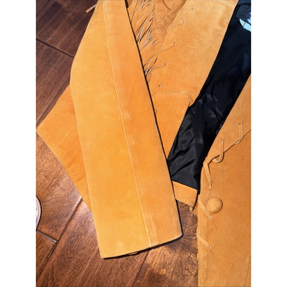 Phoenix Leather Fringe Light Tan‎ Short Large Sized Jacket made in the USA Used - Picture 6 of 12